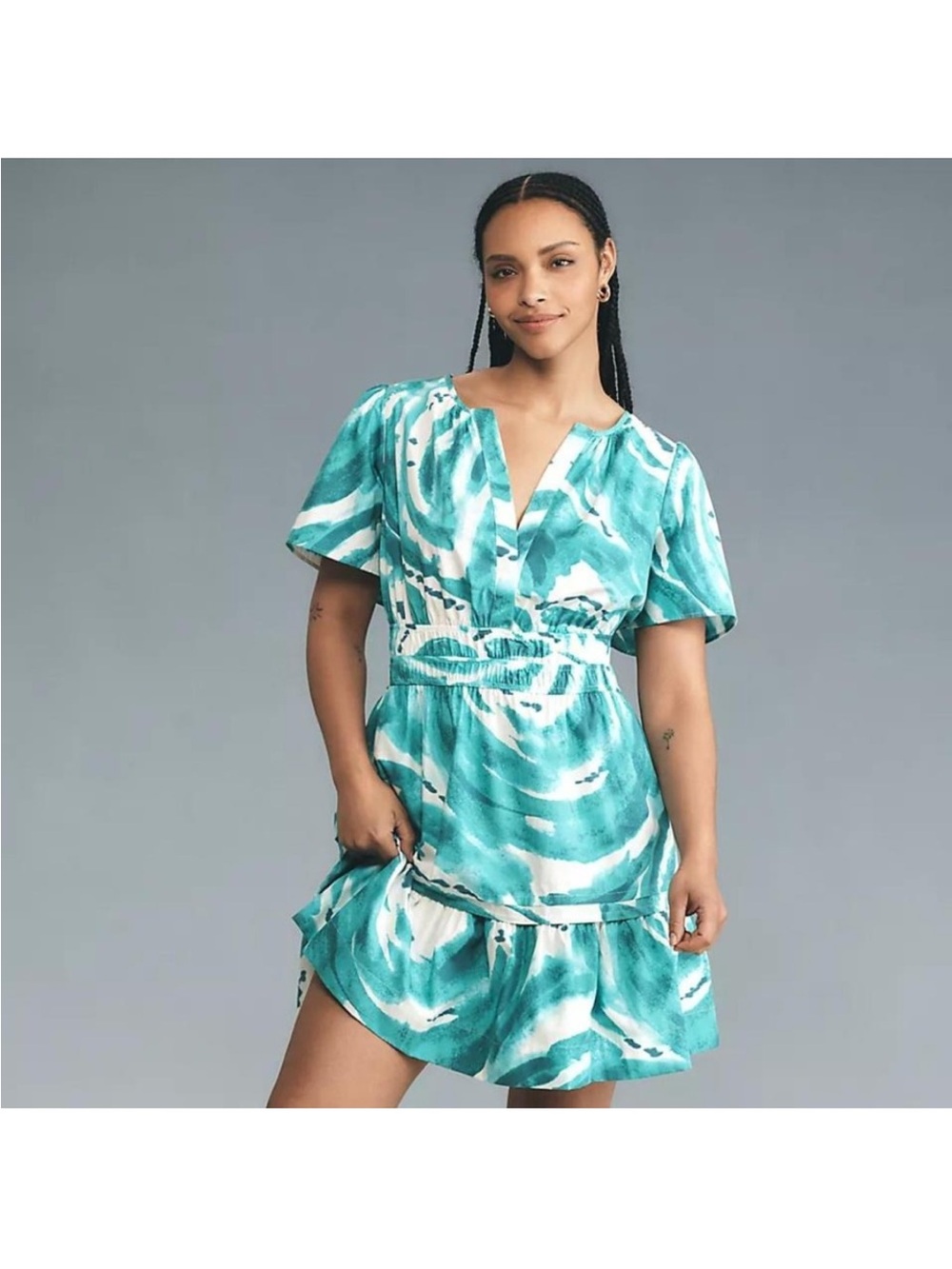 NWOT ‎ Anthropologie The Somerset Mini Dress in Turquoise - XSP